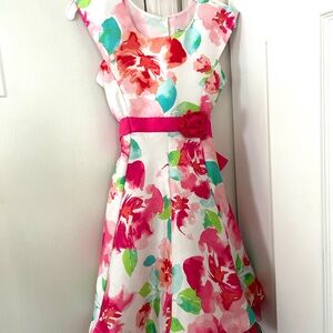 Jona Michelle Pink and Green Flutter Sleeve Sundress
